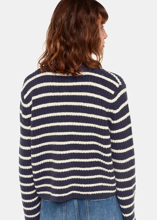 Wool Mix Stripe Cardigan Navy/Multi