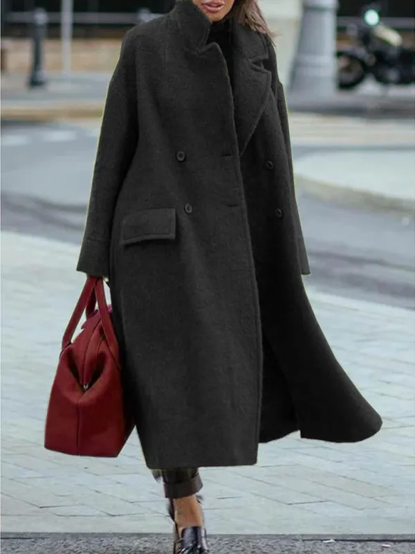 Woolen Longline Peacoat | Double Breasted Winter Coat