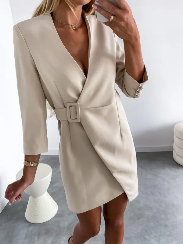 Wrap Blazer Dress with Belt for a Polished Look