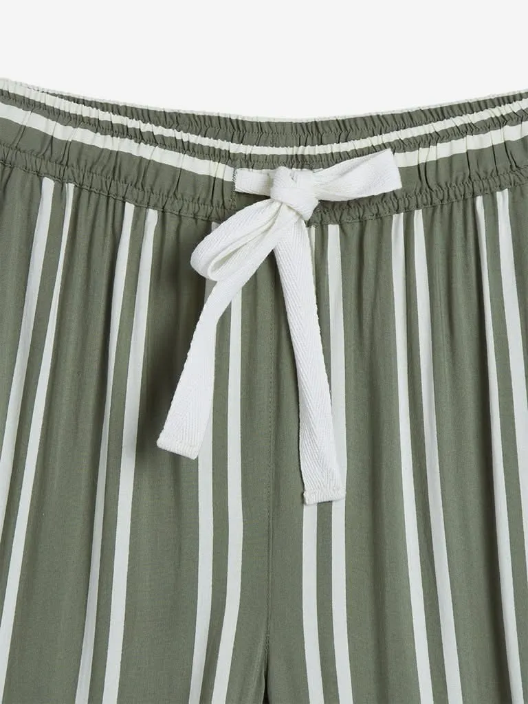 Wunderlove Olive Striped Pyjamas