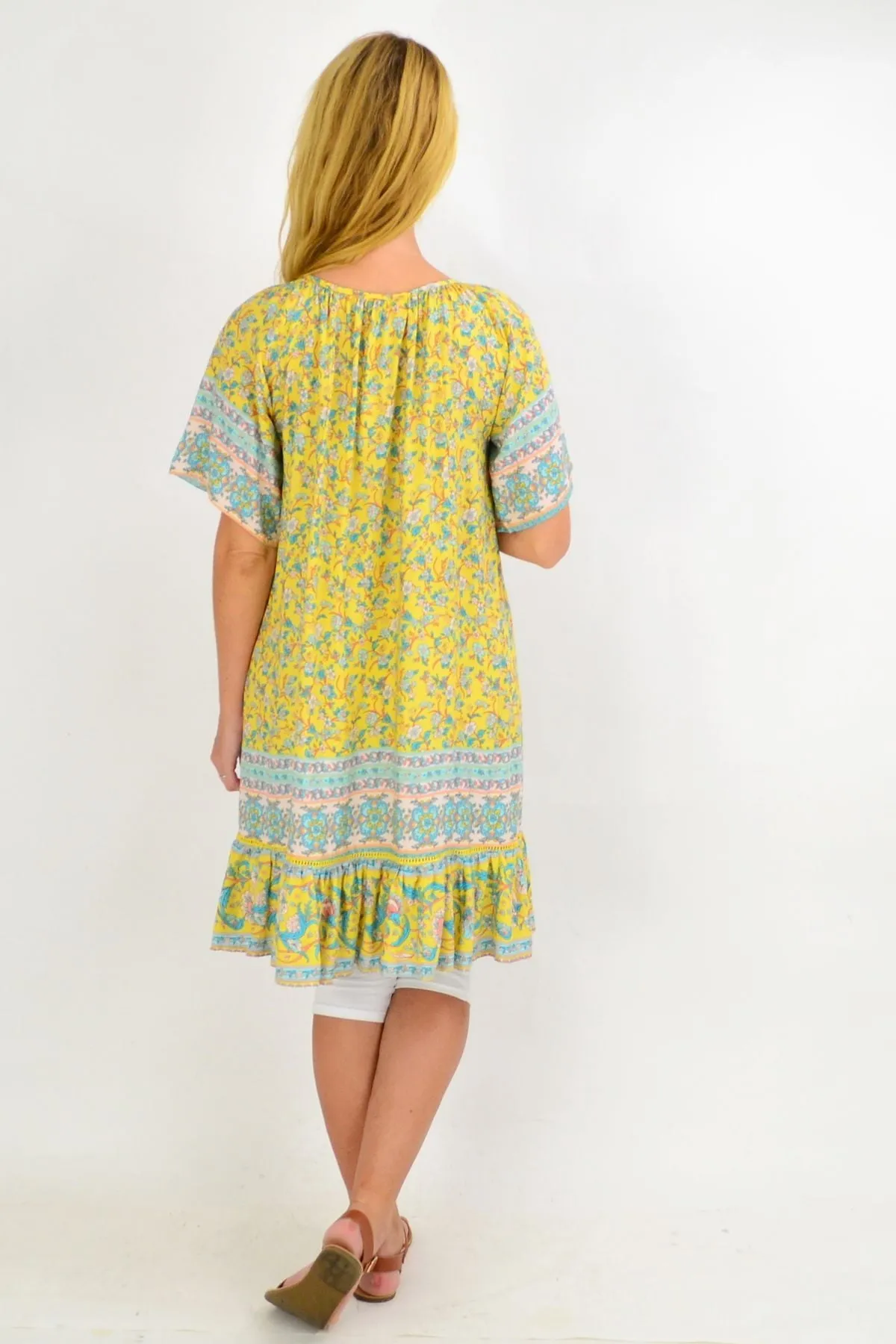 Yellow Floral Flowy Tunic Top